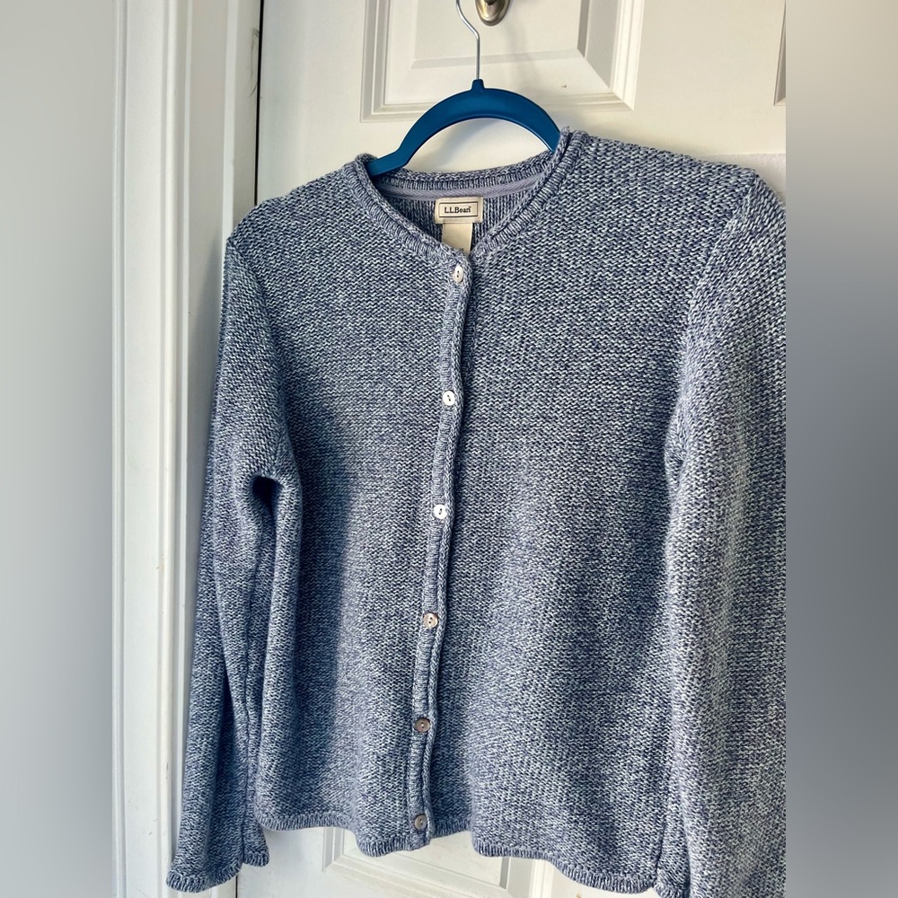 L.L. Bean 100% cotton blue purple Women's Cardigan